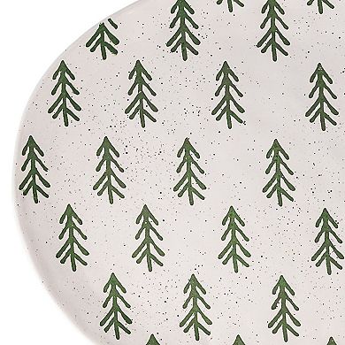 10 Strawberry Street Christmas Tree Motif Oval Serving Platter