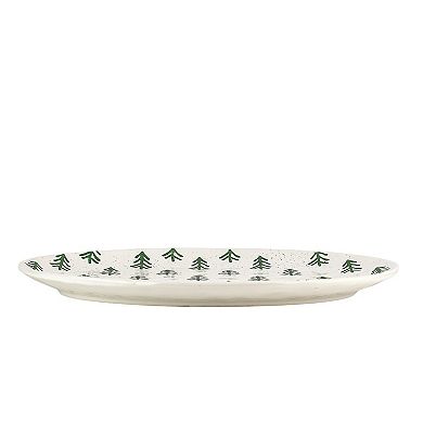 10 Strawberry Street Christmas Tree Motif Oval Serving Platter