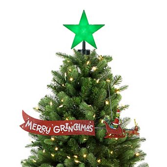 Mr Christmas Dr. Suess' The Grinch "Merry Grinchmas" Sleigh Christmas Tree Topper with Banner