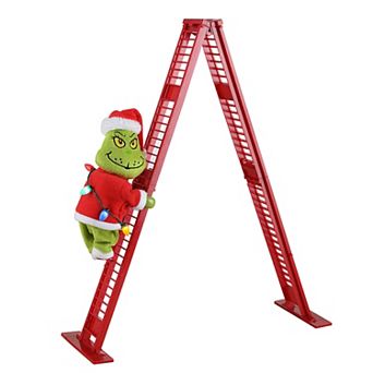 Mr. Christmas Animated 17-inch Ladder Climbing Grinch Decor with Sound