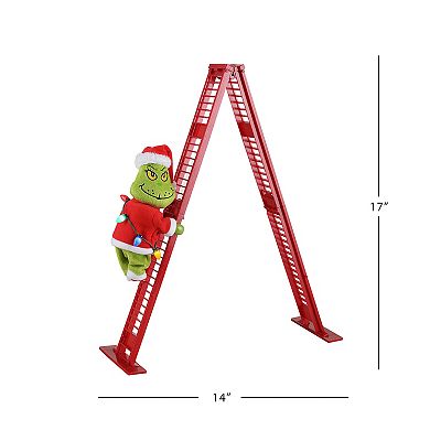 Mr. Christmas Animated 17-inch Ladder Climbing Grinch Decor with Sound
