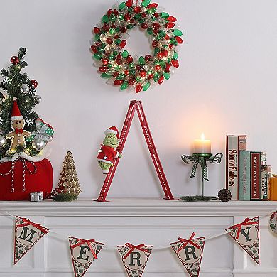 Mr. Christmas Animated 17-inch Ladder Climbing Grinch Decor with Sound