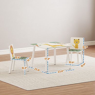 Qaba 3-Piece Toddler Table and Chair Set for Boys and Girls Aged 3-8
