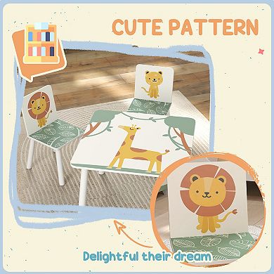 Qaba 3-Piece Toddler Table and Chair Set for Boys and Girls Aged 3-8