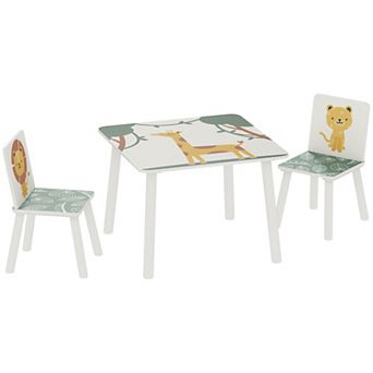 Qaba 3 pc Toddler Table and Chair Set for Boys and Girls Aged 3-8