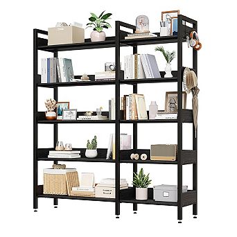 Corner Bookshelf, 5 tier Bookshelves with 4 Hooks, Convertible Bookshelf