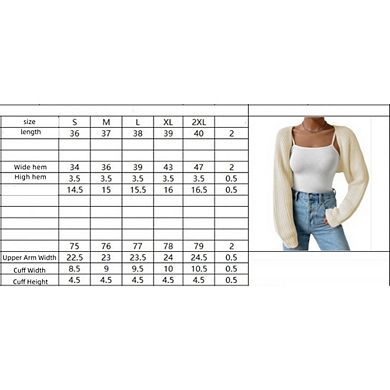 Women's Long Sleeve Open Front Knitted Crop Cardigan Drop Shoulder Knit Bolero Shrug Sweater