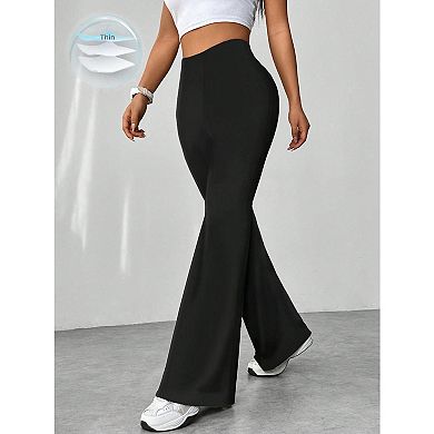Womens Ankle Length Business Work Pants with Pockets High Waist Stretchy Trousers