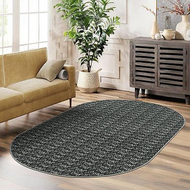 Garvee Modern Herringbone Pattern Machine Washable Non Slip Foldable Area Rug for Bedroom Kitchen