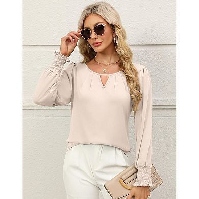 Womens Long Sleeve Business Casual Blouses Dressy Work Office Flowy Shirt Fall Trendy Tops