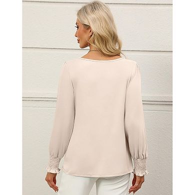 Womens Long Sleeve Business Casual Blouses Dressy Work Office Flowy Shirt Fall Trendy Tops