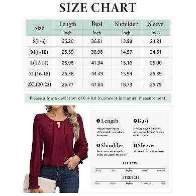 Womens Long Sleeve Business Casual Blouses Dressy Work Office Flowy Shirt Fall Trendy Tops