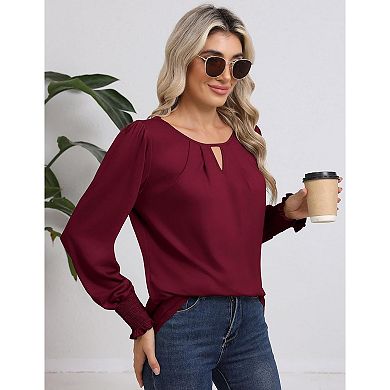 Womens Long Sleeve Business Casual Blouses Dressy Work Office Flowy Shirt Fall Trendy Tops