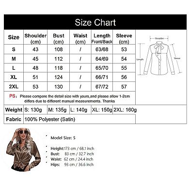 Women's Button Front Shirt Long Sleeve Turn-Down Neck Solid Color Casual Tops