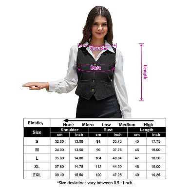 Women's Waistcoat Button Vintage Vest Regular Fitted Fashion Dressy Suit with Pockets