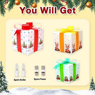 Set of 3 Christmas Lighted Gift Boxes Decorations