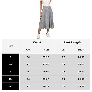 Skirts for Women Midi Length A Line Swing Flowy Skirt with Pockets