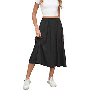 Skirts for Women Midi Length A Line Swing Flowy Skirt with Pockets