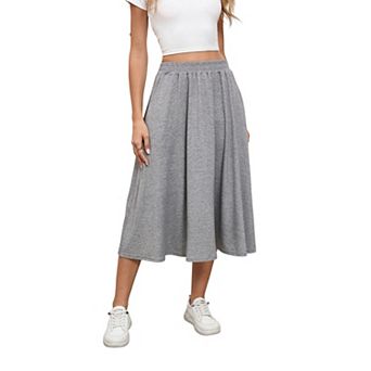 Skirts for Women Midi Length A Line Swing Flowy Skirt with Pockets