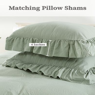 Garvee Ruffled Bedding Set - 3-Piece Duvet Cover with Hidden Closure