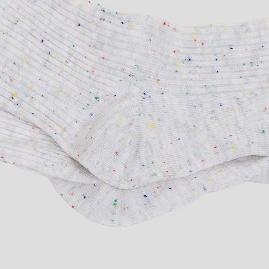 Women's Chic Style Solid Speckled Crew Socks Non Slip Cotton for Casual 2 Pairs 4 Season