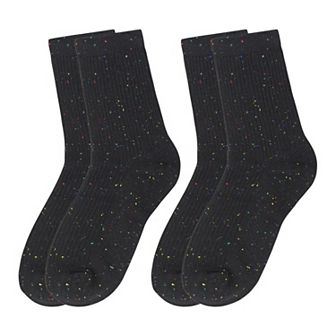 Women's Chic Style Solid Speckled Crew Socks Non Slip Cotton for Casual 2 Pairs 4 Season