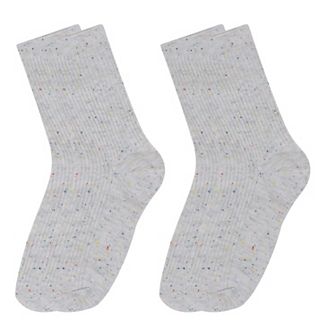 Women's Chic Style Solid Speckled Crew Socks Non Slip Cotton for Casual 2 Pairs 4 Season