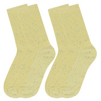 Women's Chic Style Solid Speckled Crew Socks Non Slip Cotton for Casual 2 Pairs 4 Season