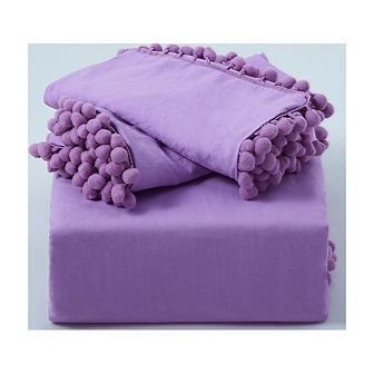 Garvee Quilt Cover 3 pc Set Pom Pom Designs with Secure Ties & Invisible Zipper