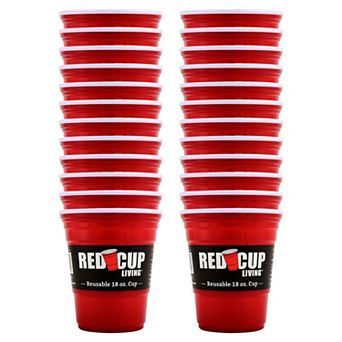 Red Cup Living 18oz Tumbler Cups Set of 24, Reusable Plastic Drinking Glasses for Drinks
