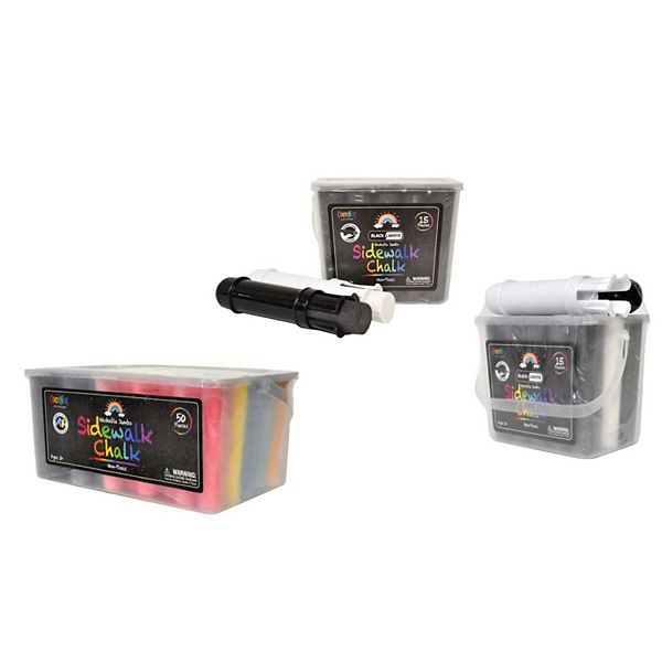 こっこ Jumbo Outdoor Sidewalk Chalk - 50pc Bucket & 2 x 15pc Black & White