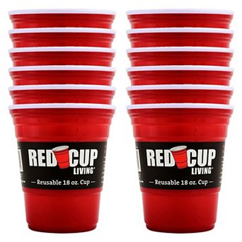 Red Cup Living 18oz Tumbler Cups Set of 12, Reusable Plastic Drinking Glasses for Drinks