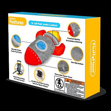 Blast Off Rocket Ship Fluffy Floor Cushion