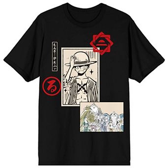 Men's One Piece Monkey D. Luffy Manga Panel Short Sleeve Graphic Tee
