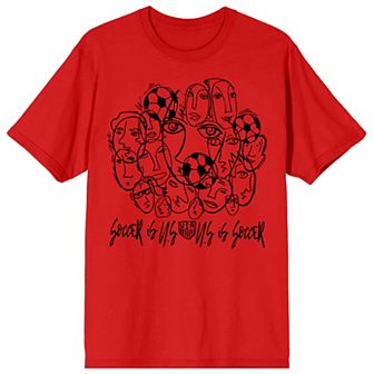 Men's USSF USA Logo Line Art of Faces & Soccer Balls Graphic Tee