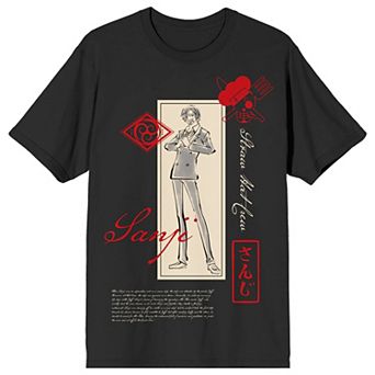 Men's One Piece Sanji Straw Hat Crew Short Sleeve Graphic Tee