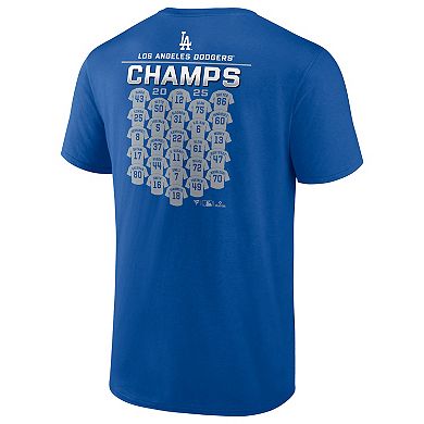 Men's Fanatics Los Angeles Dodgers 2025 World Series Roster Graphic T-Shirt