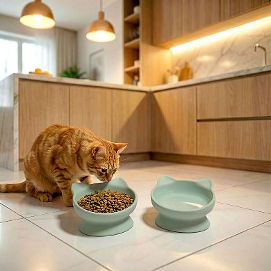 Kitty City Raised Cat Bowls 2-Piece Pet Bowl Set