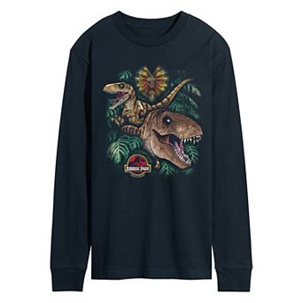 Men's Jurassic Park Collage Long Sleeve Graphic Tee