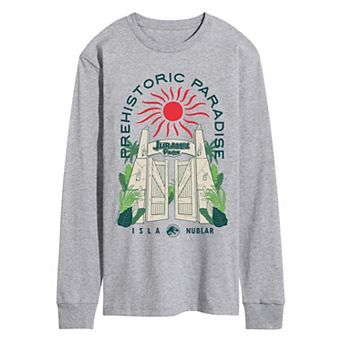 Men's Jurassic Park Prehistoric Paradise Isla Nublar Long Sleeve Graphic Tee