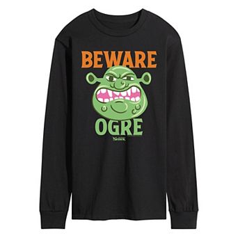 Men's Shrek Beware Ogre Long Sleeve Graphic Tee