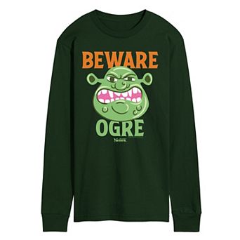 Men's Shrek Beware Ogre Long Sleeve Graphic Tee