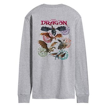 Men's How To Train Your Dragon Grid Long Sleeve Graphic Tee