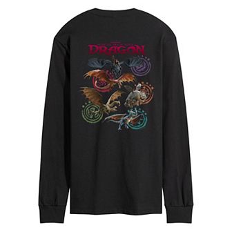 Men's How To Train Your Dragon Grid Long Sleeve Graphic Tee