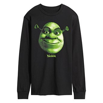 Men's Shrek Face Oversized Long Sleeve Graphic Tee