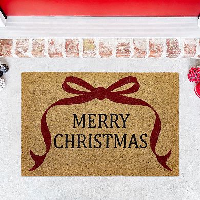 VCNY Home "Merry Christmas" Bow Outdoor Coir Doormat