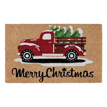 VCNY Home Christmas Truck Outdoor Coir Doormat