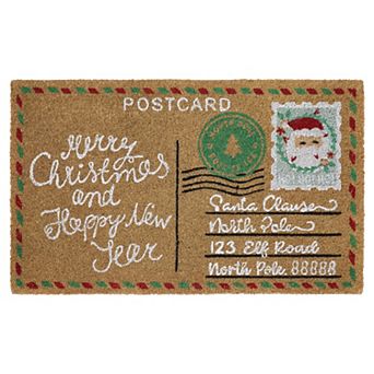 VCNY Home Multi Holiday Postcard Outdoor Coir Doormat