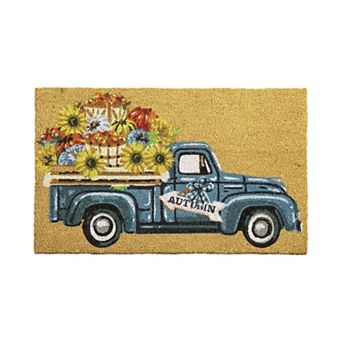 VCNY Home Autumn Sunflower Truck Outdoor Coir Doormat