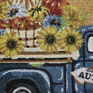 VCNY Home Autumn Sunflower Truck Outdoor Coir Doormat
